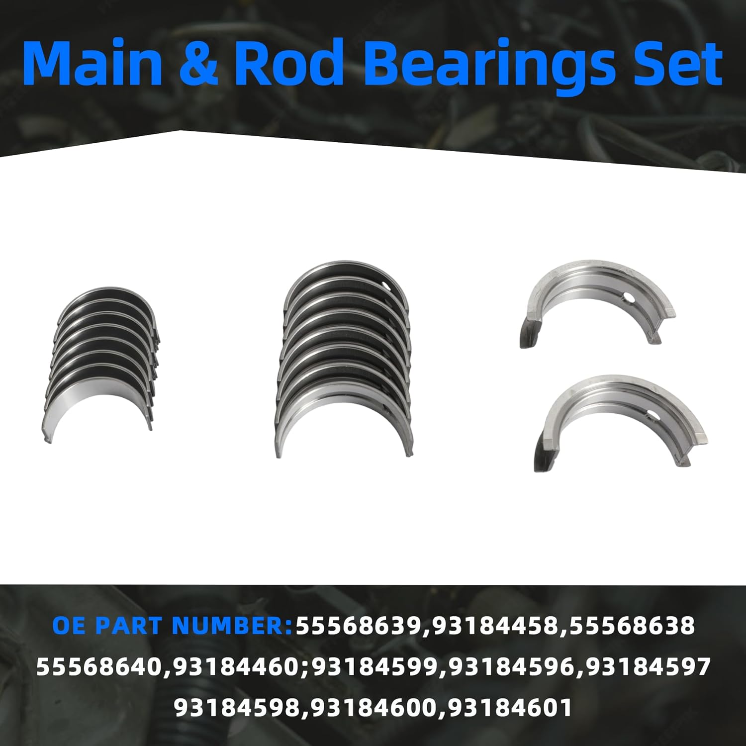 1.8L Engine Crankshaft Rear & Front Crankshaft Seal Main & Rod Bearings w/Thrust Washer Fit for Chevrolet Cruze Sonic for Saturn Astra 1.8L L4 2008-2018 55569765 MS1545A BC206J BB146J 55568638