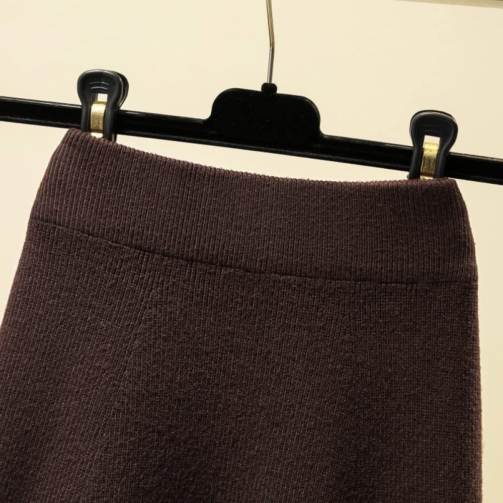 Faldas para Mujer Cintura Elástica,Falda De Talle Alto Midi Diseño De Encaje Elástico Falda De Invierno Acampanada Sexy Elegante Faldas Plisadas para Mujer Fald(Coffee)
