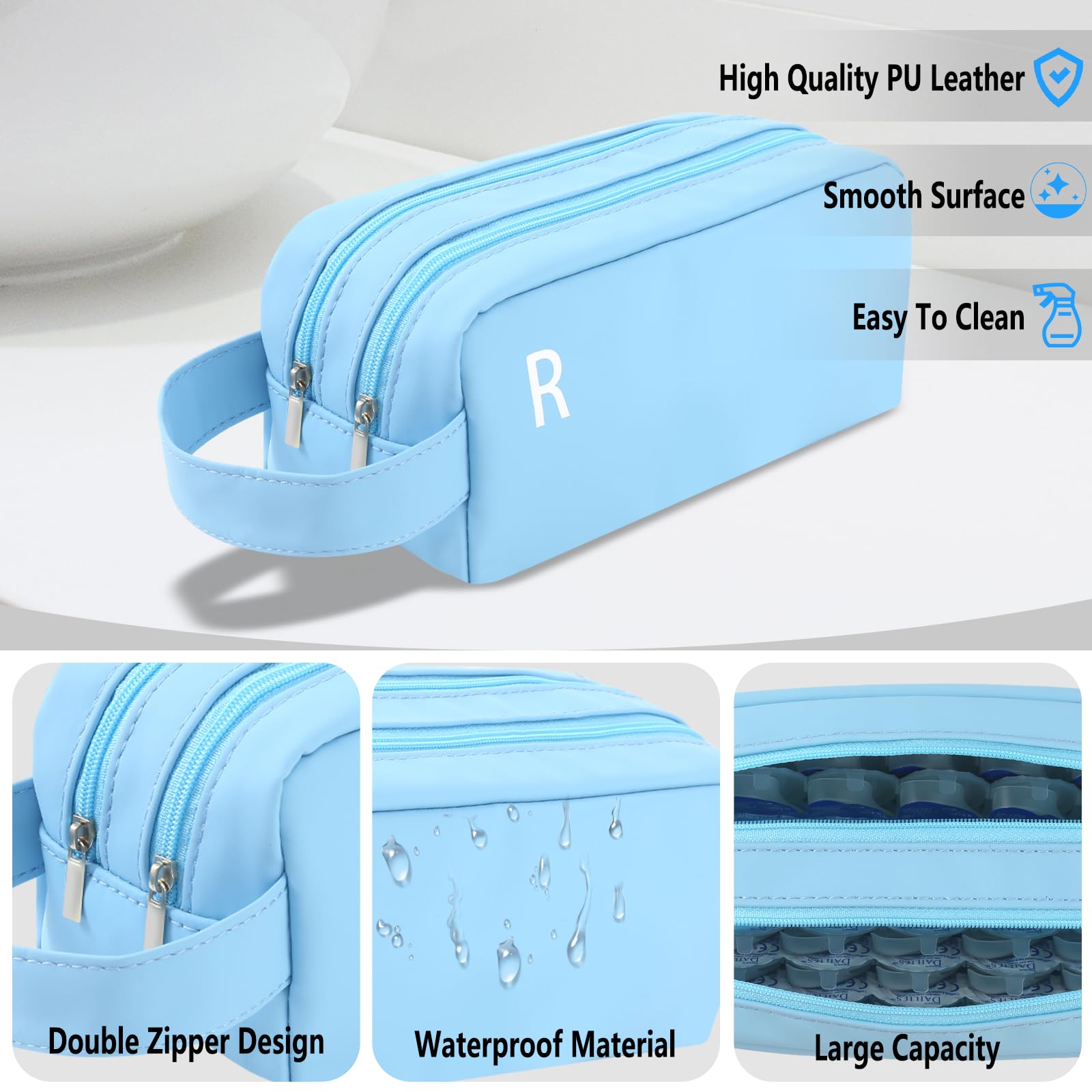 Custodia organizer per lenti a contatto giornaliere, custodia portatile per lenti a contatto, custodia da viaggio per lenti a contatto con R & L, per contenere fino a 100 lenti, Blu, 8.46 x