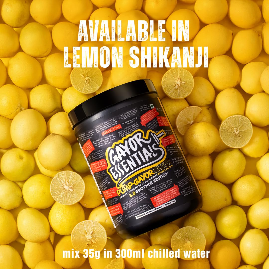 Pump Gayor 3.0Brother Edition CaffeineFree PreWorkout(Lemon Shikanji,360g) — Amazon image 8