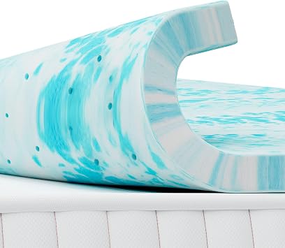 4 Inch Mattress Toppers Memory Foam Cooling Gel Infused for Enhanced Comfort, CertiPUR-US Certified Breathable Bed Topper Pad with Support for Sleeper Sofa Couch RV Camper, Twin