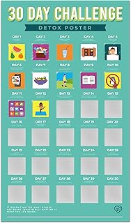 Gift Republic 30 Day Challenge Scratch Off Poster Detox and Wellbeing (Size 48.6 x 28 cm), Green