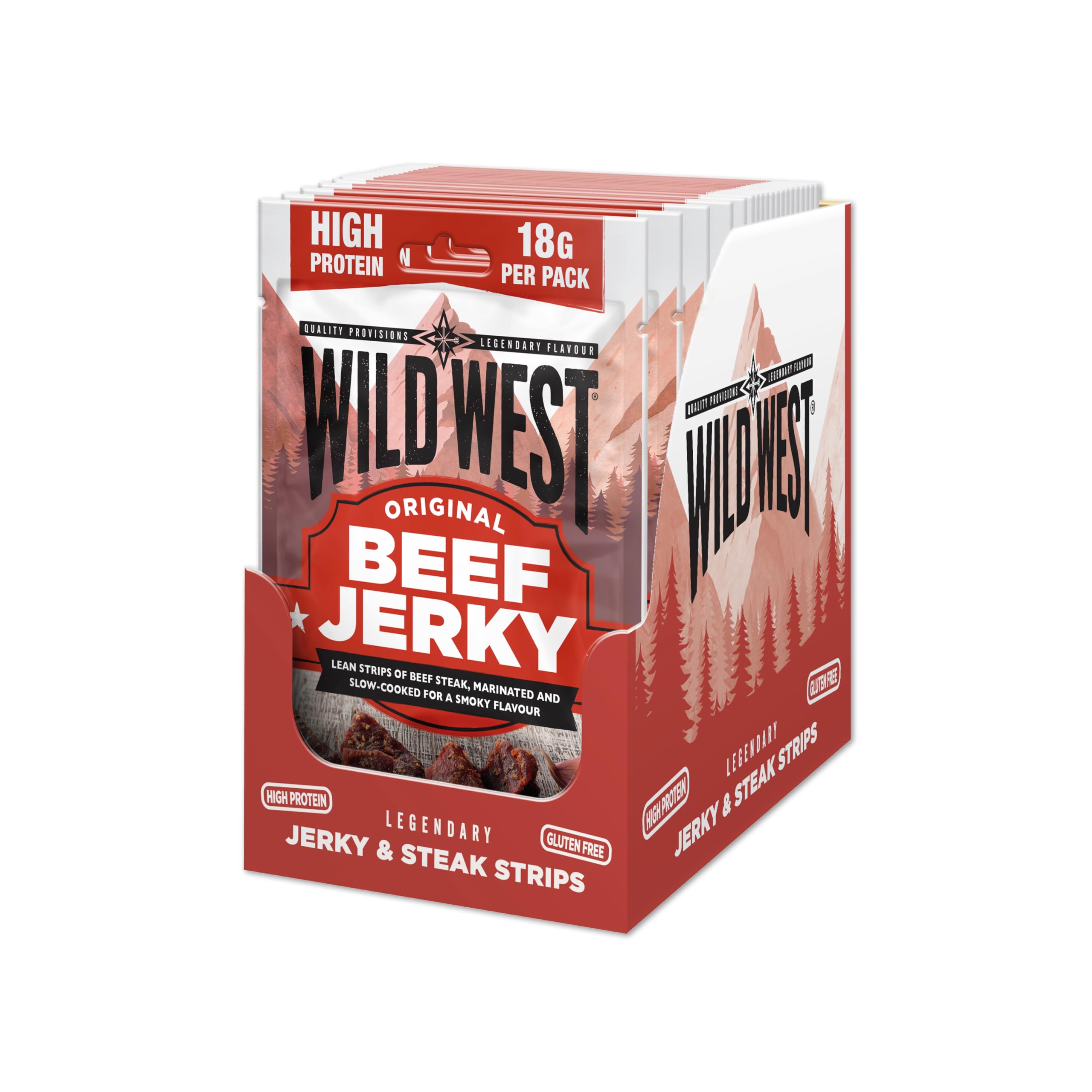 Wild West Beef Jerky, 12 x 60g Original Rindfleisch, Beef Jerky high Protein Trockenfleisch, Protein Snack