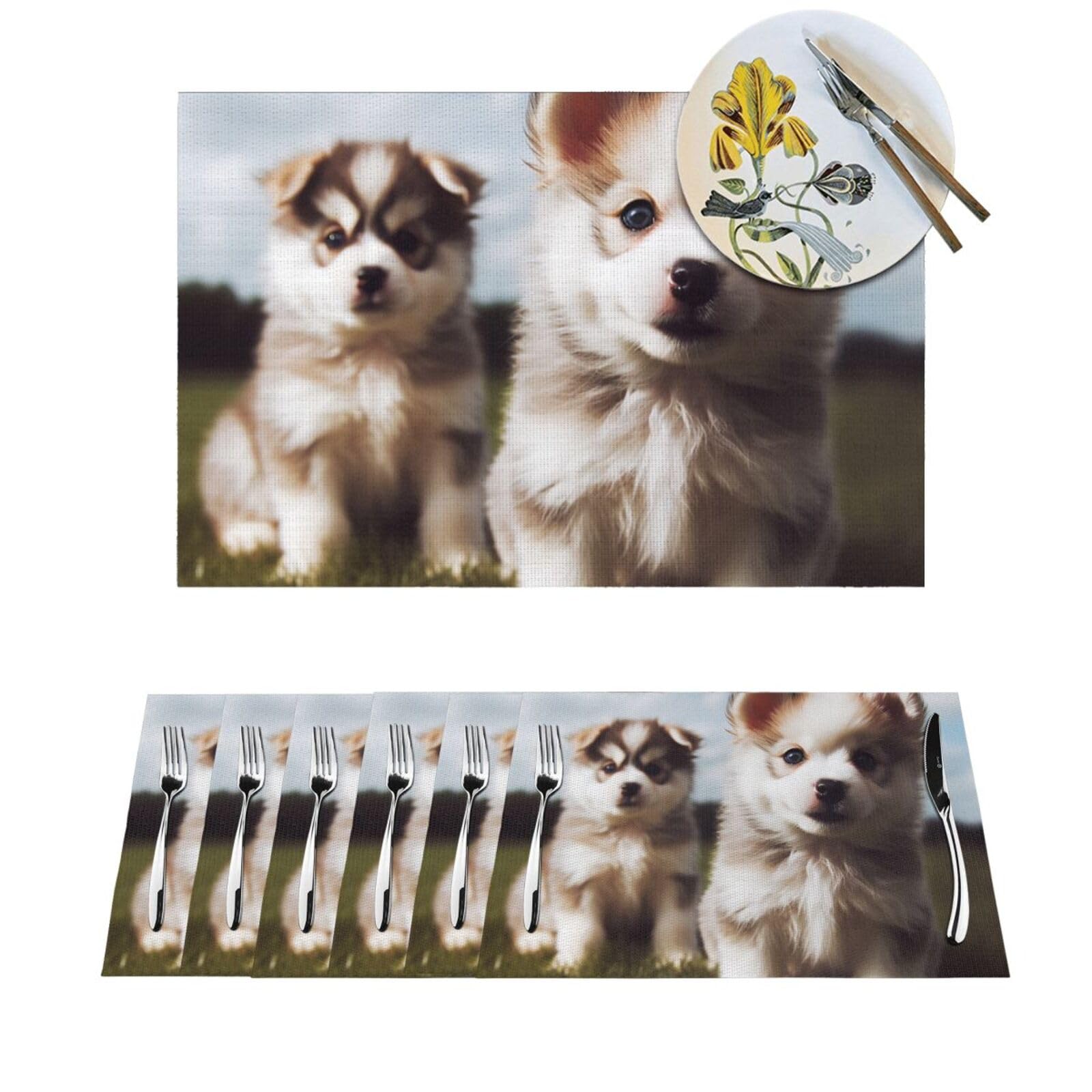 Sets de table motif chien antidérapants pour dîners de famille et grandes fêtes