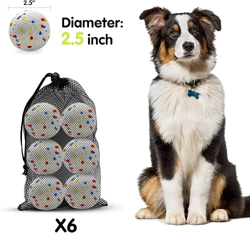 Miniatura 2 de Pelotas de tenis para perros de 2.5 pulgadas, paquete de 6 pelotas de tenis indestructibles para masticadores agresivos, juguetes flotantes