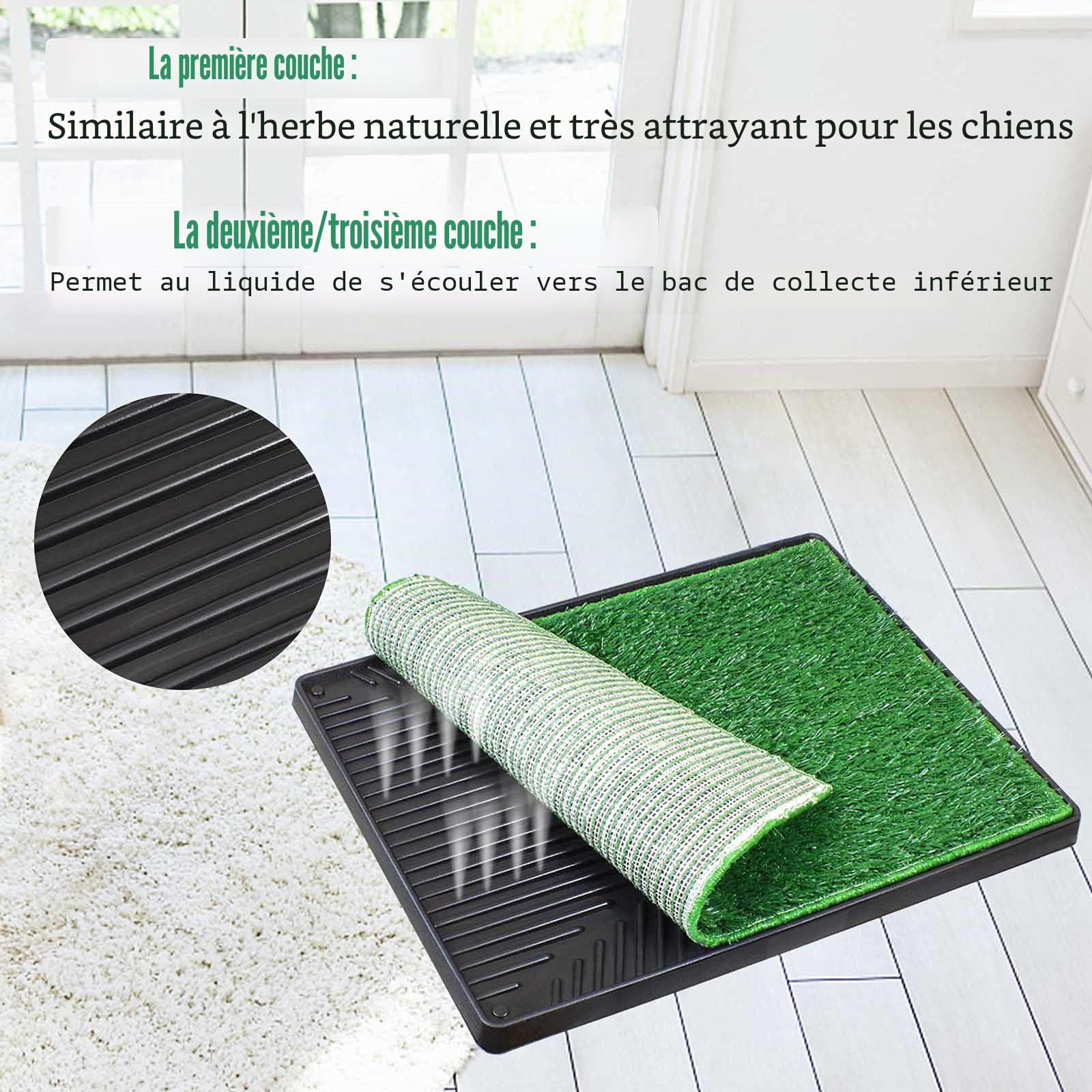 BRIAN & DANY 76 x 51 cm Toilette pour Chien, Bac à Litières avec Deux Tapis en Gazon Artificiel