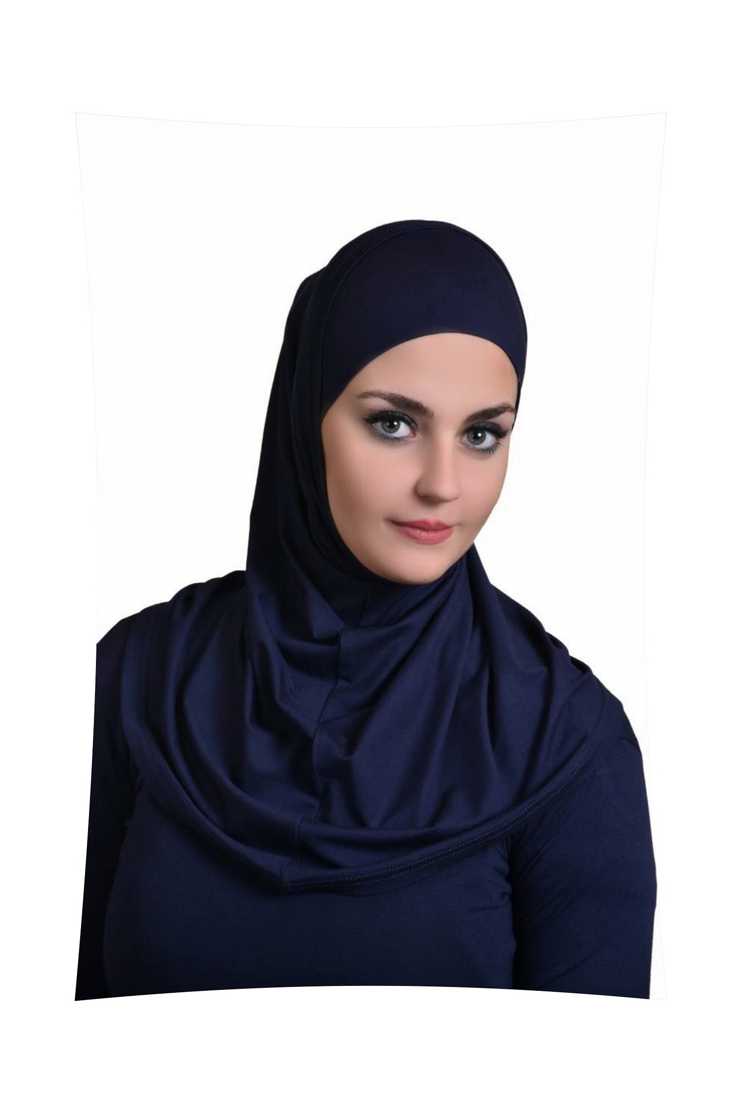 AL AMIRAAl Ameera Muslim Hijab Cotton Amira 2 Piece Hood & Hijab Tube Underscarf Cap (Navy Blue)