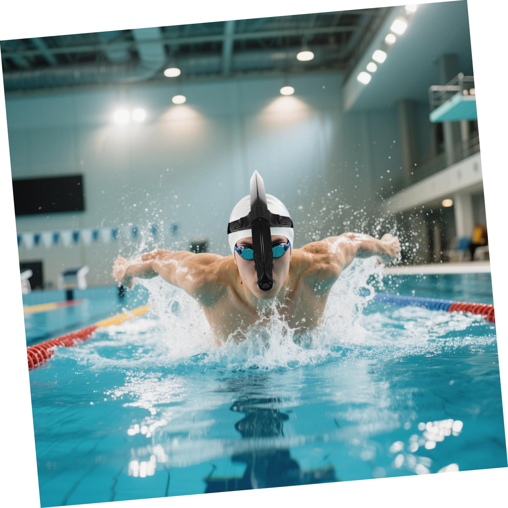 TOYANDONA Tuba de Natation Central Sangle de Tête Ajustable Embout Silicone pour Piscine et Eau Équipement de Snorkeling pour Adultes