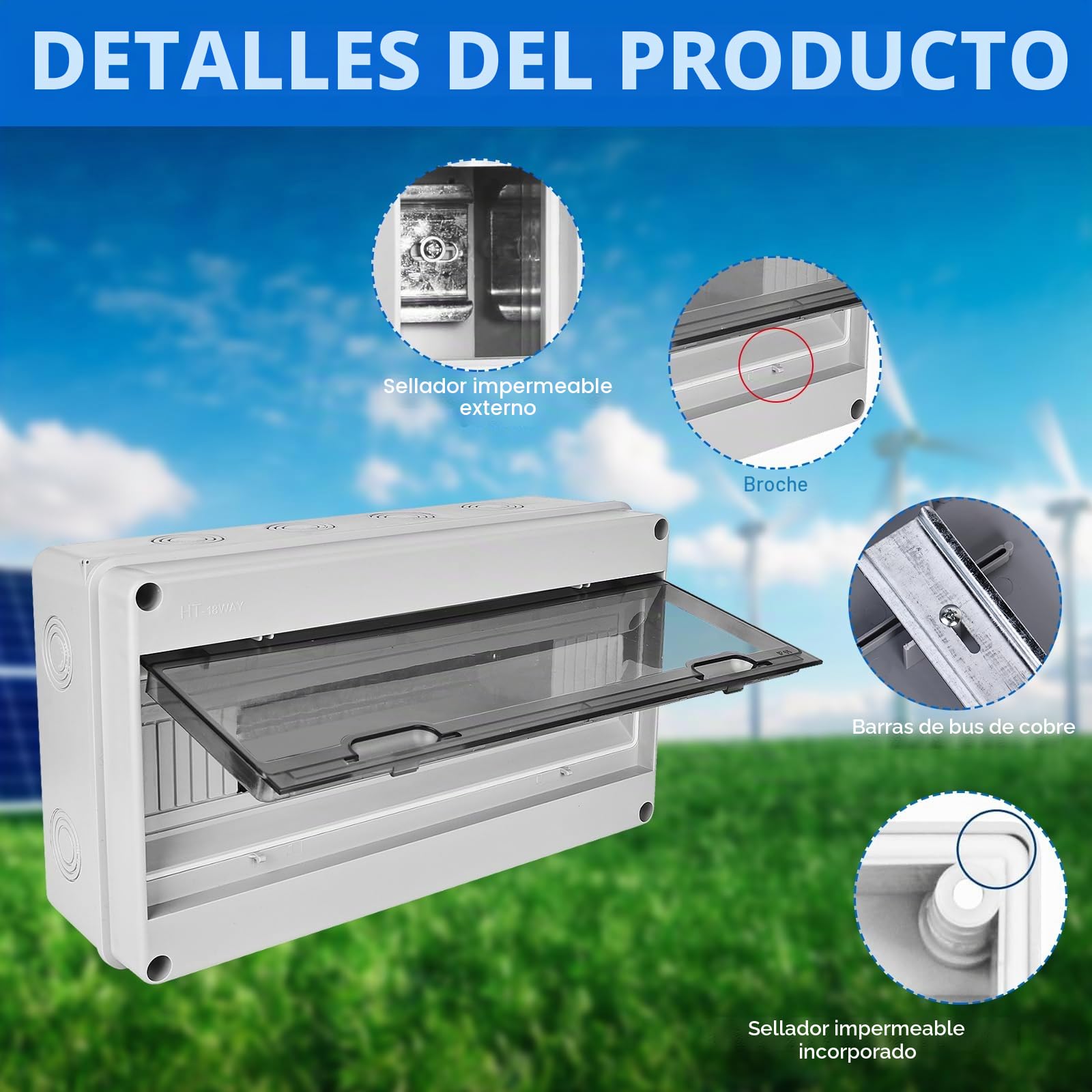 Caja Cuadro Electrico Superficie: Caja Estanca Exterior Electrica, 18 Módulos Caja Distribucion Electrica IP65 a Prueba, para Jardín o Exteriores