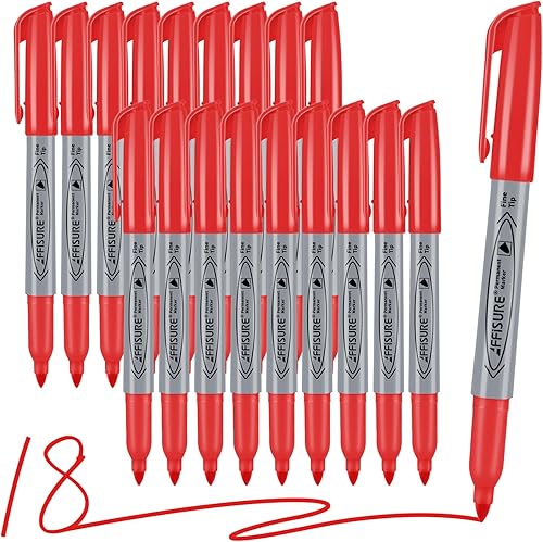 Marcador Permanente Rojo, Marcadores de Punta Fina de Secado Rápido, Resistentes a la Decoloración, Sin Manchas, Impermeable, A Prueba de Manchas,