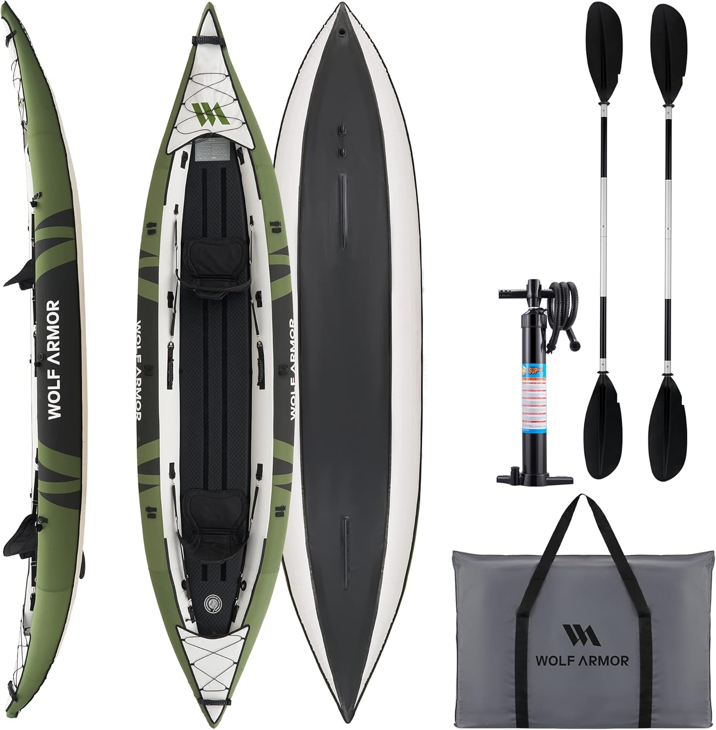 Amazon.co.jp WOLF ARMOR インフレータブル レクリエーションツーリングカヤック 調節可能なシート2枚とインフレータブル