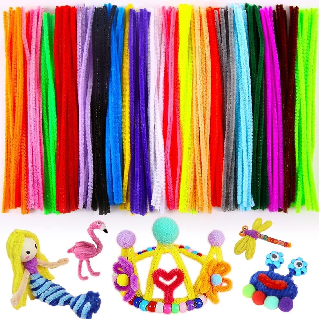 Premium Pipe Cleaners Flexible Chenille Stems for Creative DIY Art and Crafts Decorations, Crafts and Hobby, Furry Sticks for Kids Crafts and Projects (6 mm x 12 Inch, Multicolor, 30)-image-20