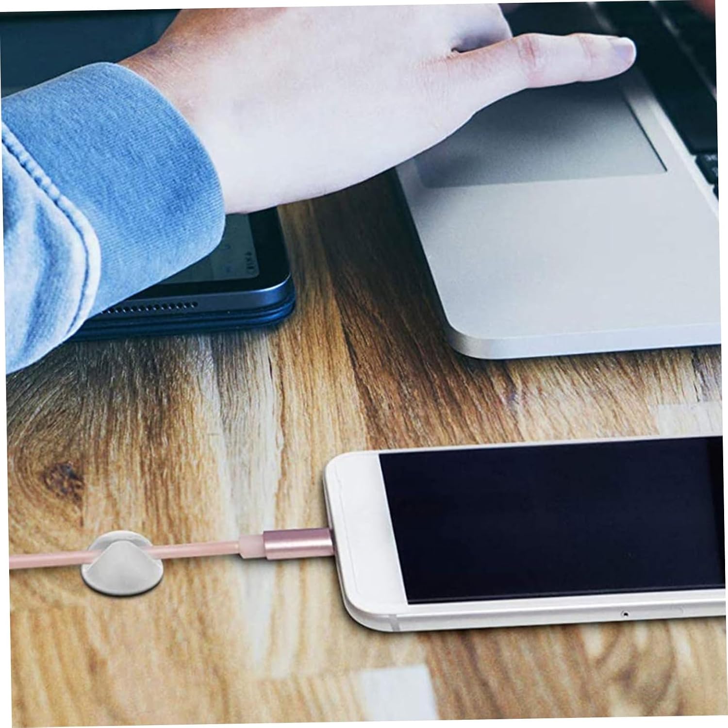 10pcs White TPR Single Hole Wire Clips Cable Organizer for Cords image 5