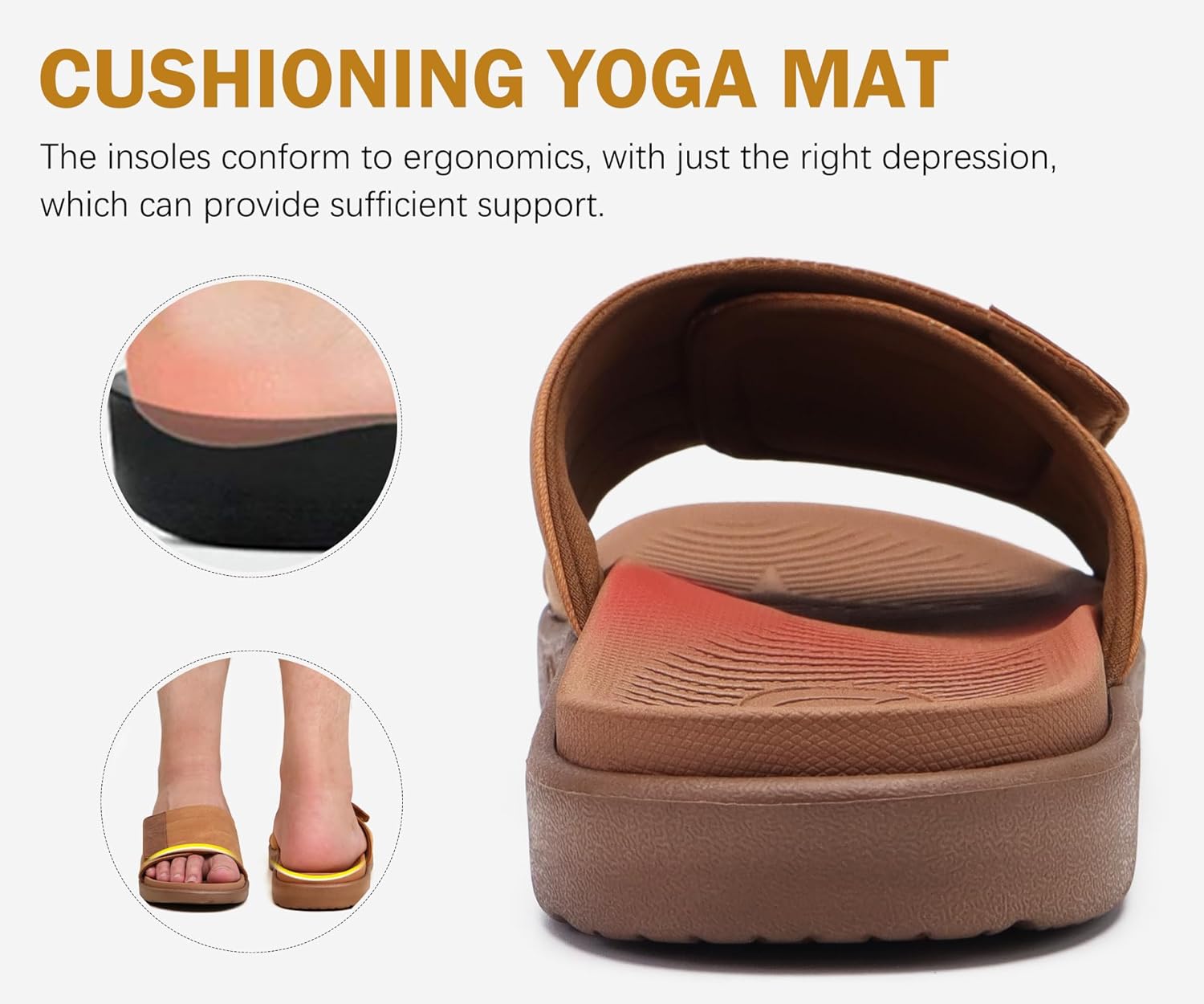 ONCAI Mens Sandals Adjustable Straps Orthotic Plantar Fasciitis Open Toe Athletic Sport Slides with Soft Comfy Arch Support Footbed Size 7.5-15 - Image 6