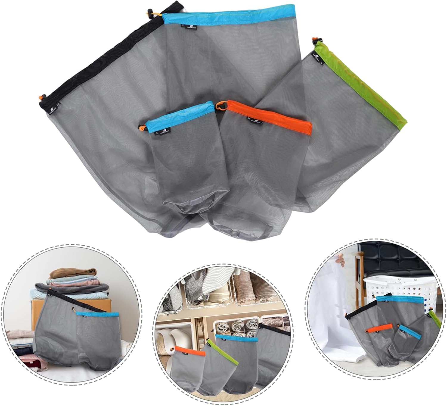 POPETPOP 1set Outdoor Sports Camping Mesh Storage Sack Drawstring Bag for Travel Clothes Sleeping Bags Reusable Multifunctional Storage