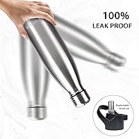 Vista 4 de Botella de Agua Aislada, Paquete de 2-17oz Botellas de Agua de Acero Inoxidable con Tapa de Pajita, Botellas de Agua Deportivas de Metal para Niños