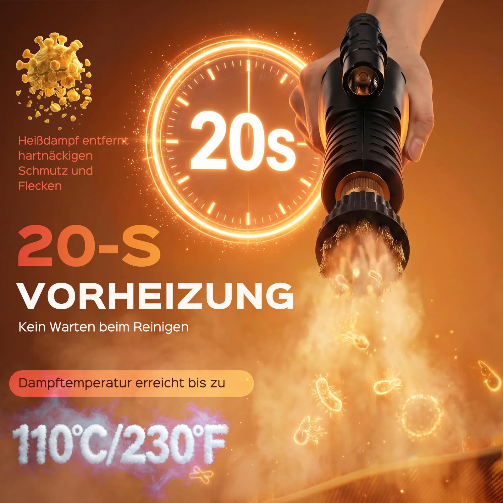 Moongiantgo Hochdruck Dampfreiniger für Alles Tanklose 220V 1700W