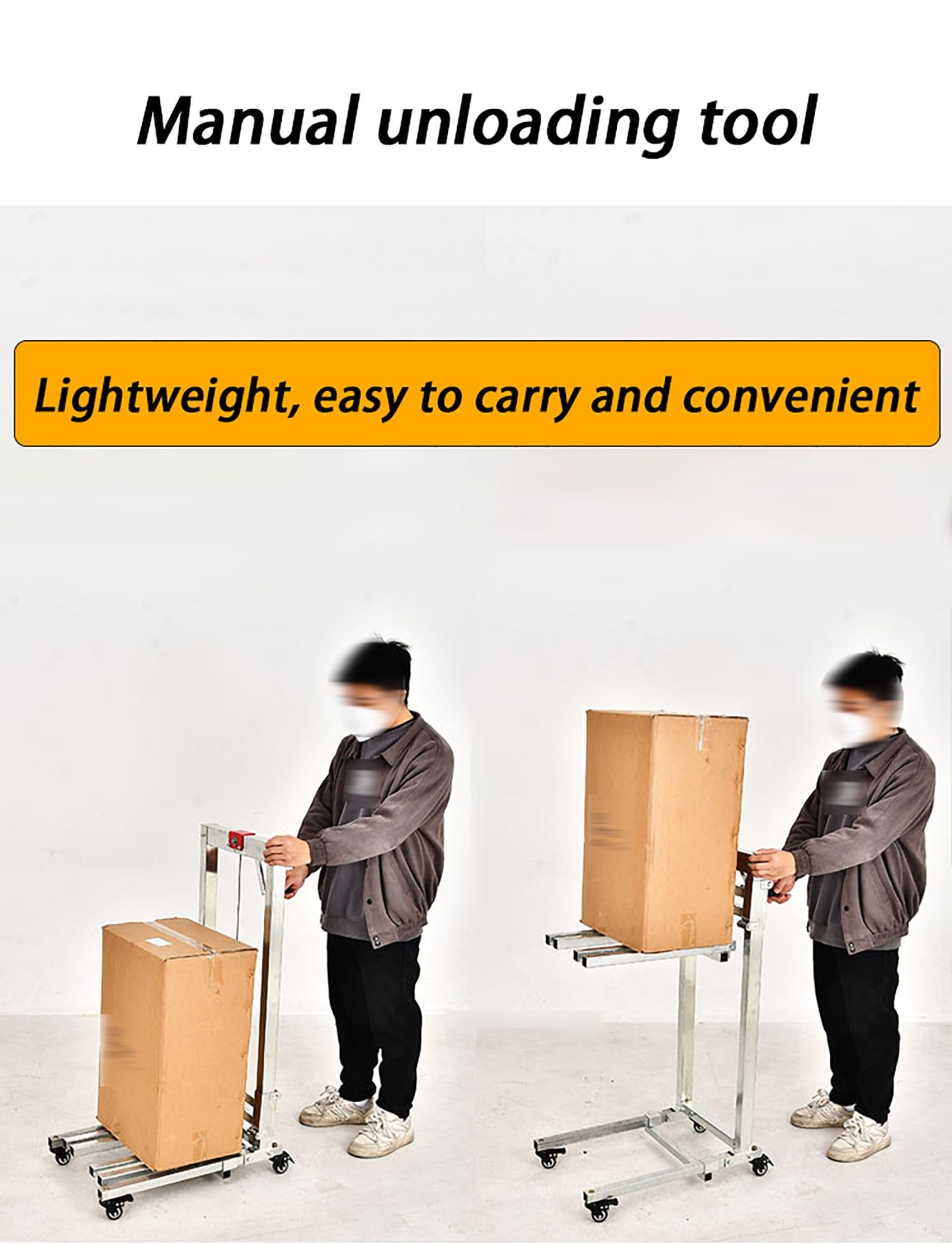 Apilador manual de carretilla elevadora, carretilla elevadora de manivela resistente con diseño plegable para garaje doméstico, almacén y supermercado, capacidad de 130 libras