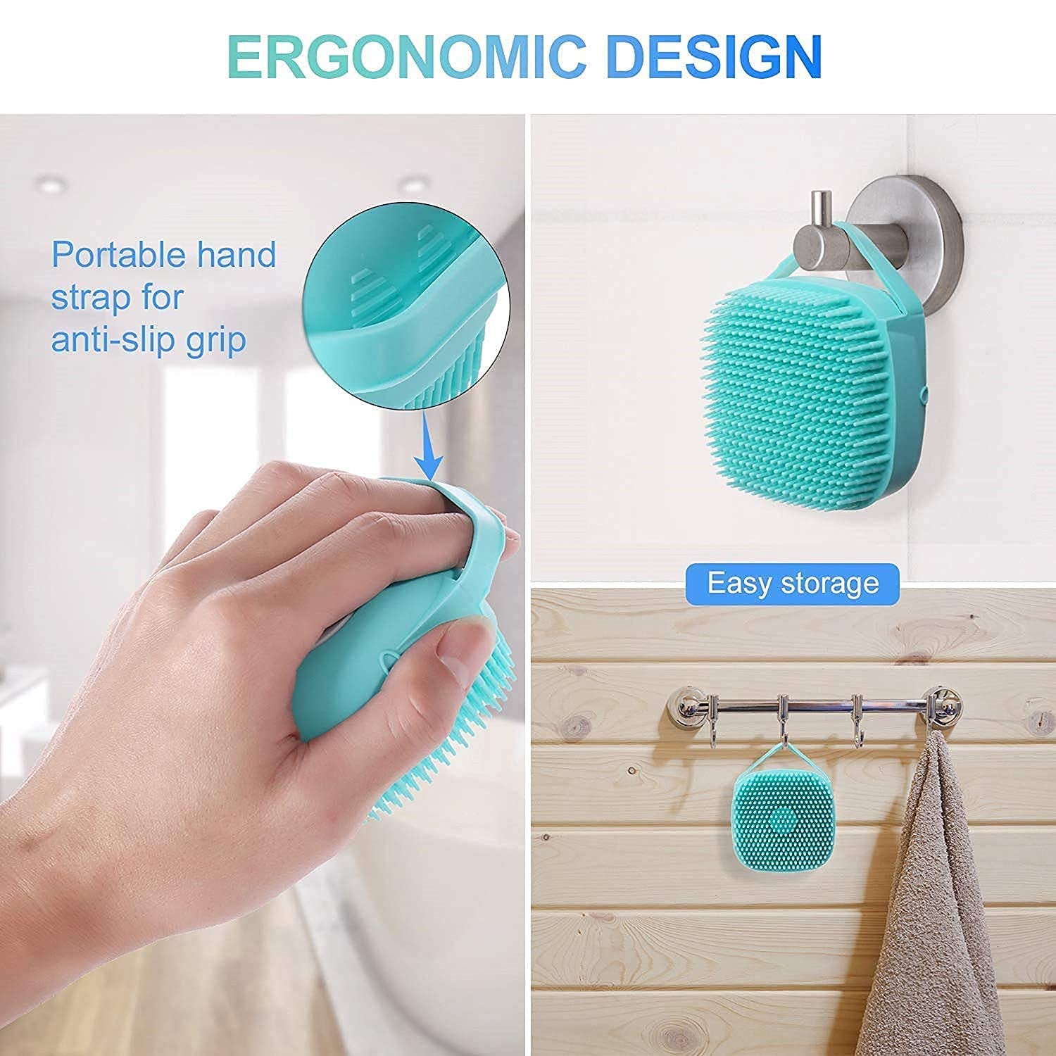 PERPART Silicone Soft Bath Body Brush with Shampoo Dispenser Scrubber-use in Shower Deep Cleaning Gentle Scrub Massage for Children, Men Women (multicolor) 2