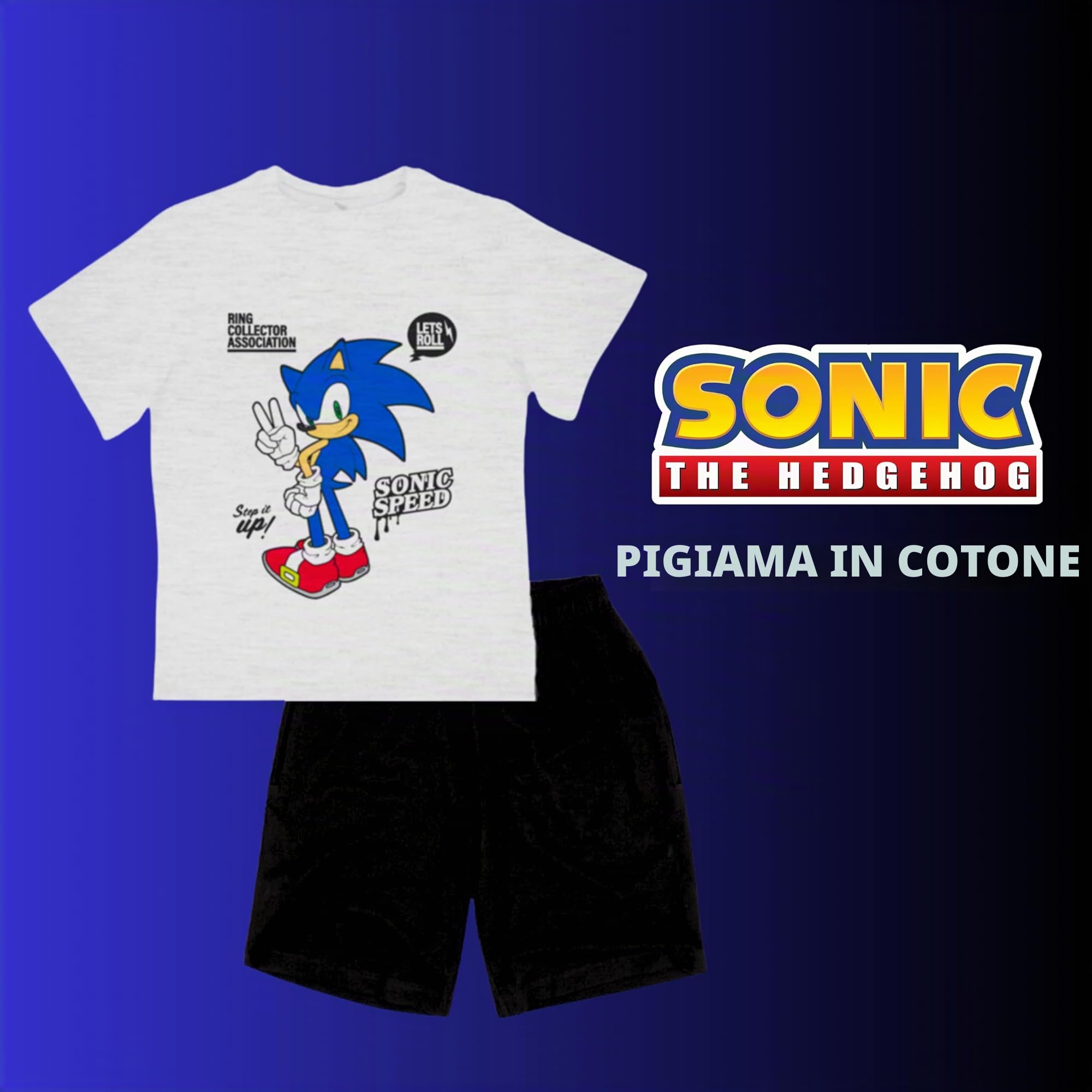 Sonic The Hedgehog Pigiama per Ragazzi, Maglietta e Pantaloncini Set 2 Pezzi Ragazzo, Sonic Pigiama in Cotone per Bambino e Adolescenti, Taglia 6 a 12 Anni