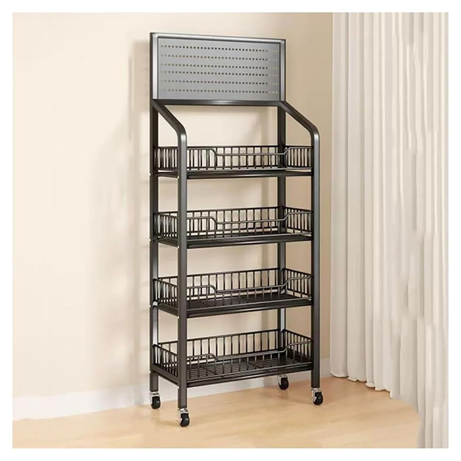 Retail Snack Rack Display Stand ,Floor Standing Wholesale Supermarket Fruit Vegetable Display Shelf Stand,for Supermarket, Kitchen Convenience Store/ School/ Cashier Desk Chip Bag Holder ( Color : Bla