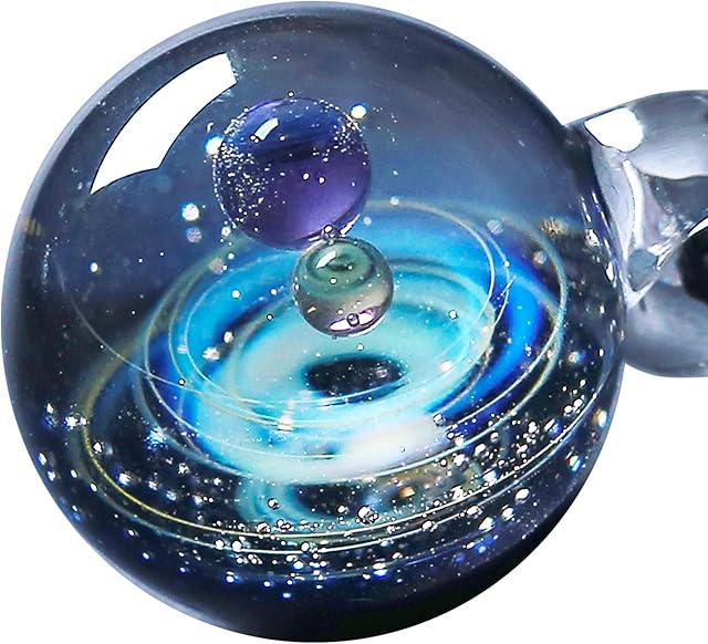 Pavaruni Original Galaxy Pendant Necklace, Universe Glass, Space Cosmos Design,Birthday Art Japan Handmade Craftsman