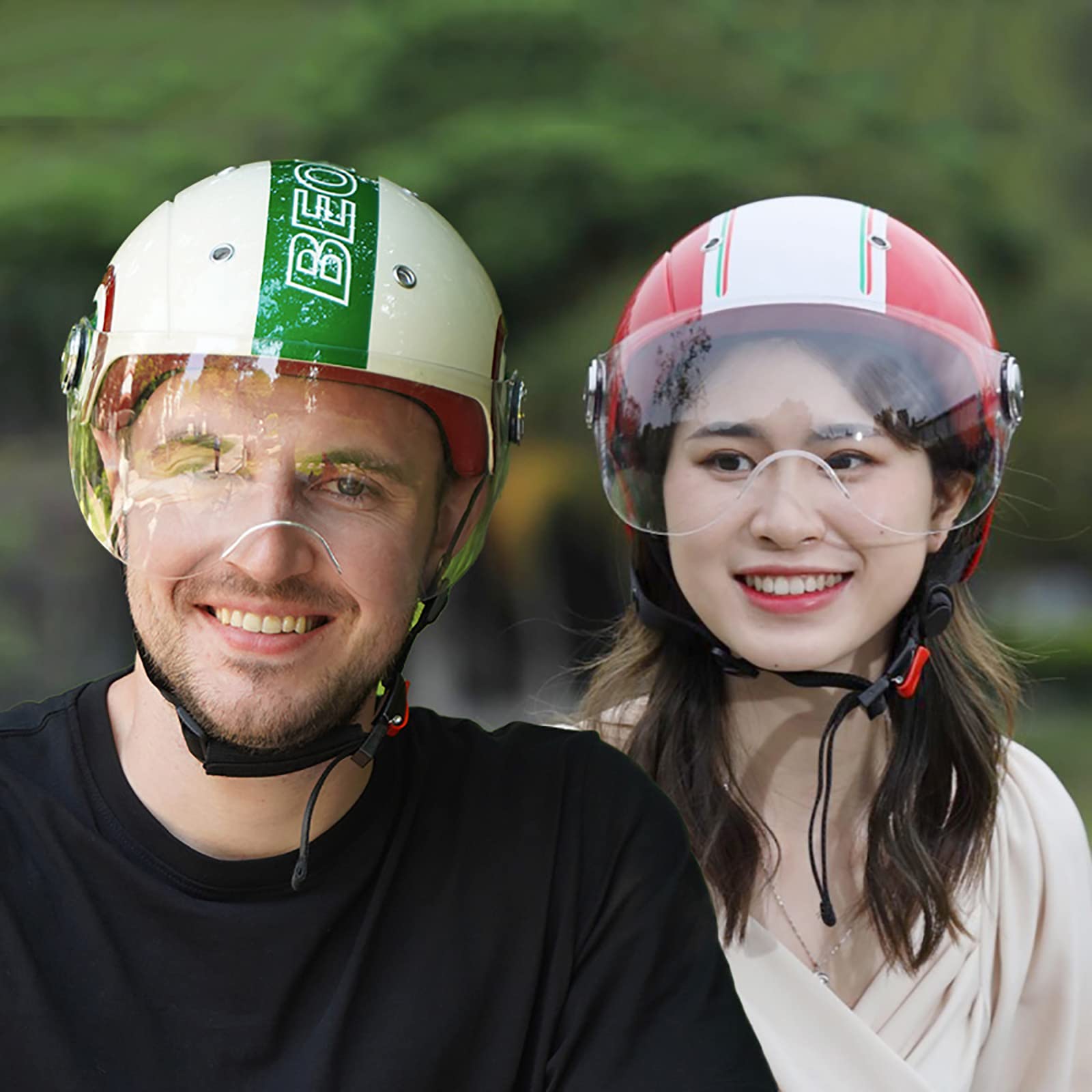 JATIBOSH Segura Y Práctica Motocicleta Casco Half-Helmet, Cuatro Estaciones Motocicleta Casco, Resistencia Al Calor Jet Ciclomotor Abierto Cascos, Jóvenes Hombres Mujeres Certificación ECE