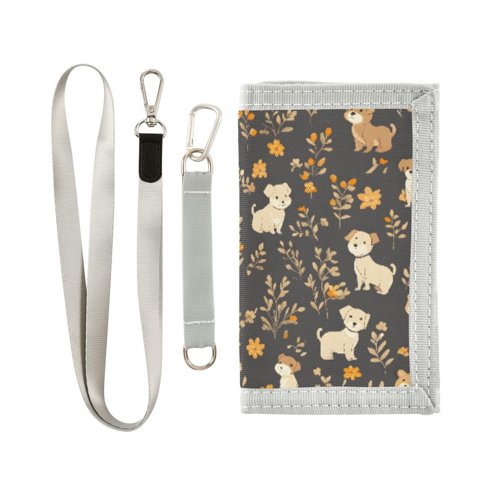 ALAZA Kids Wallets for Boys Girls Toddler Trifold Wallet Children Small Dog Leaf with Zipper Coin Pocket