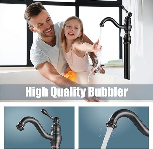Miniatura 5 de Aolemi Grifo de bañera independiente de bronce aceitado con boquilla giratoria de una sola palanca montada en el piso Llenadora de bañera de una