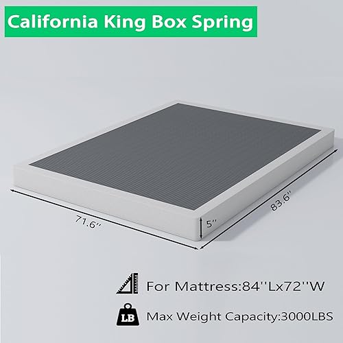 Miniatura 3 de ALDRICH Base de cama California King de 5 pulgadas, base de colchón con marco de metal resistente de 3000 libras con funda, fácil montaje