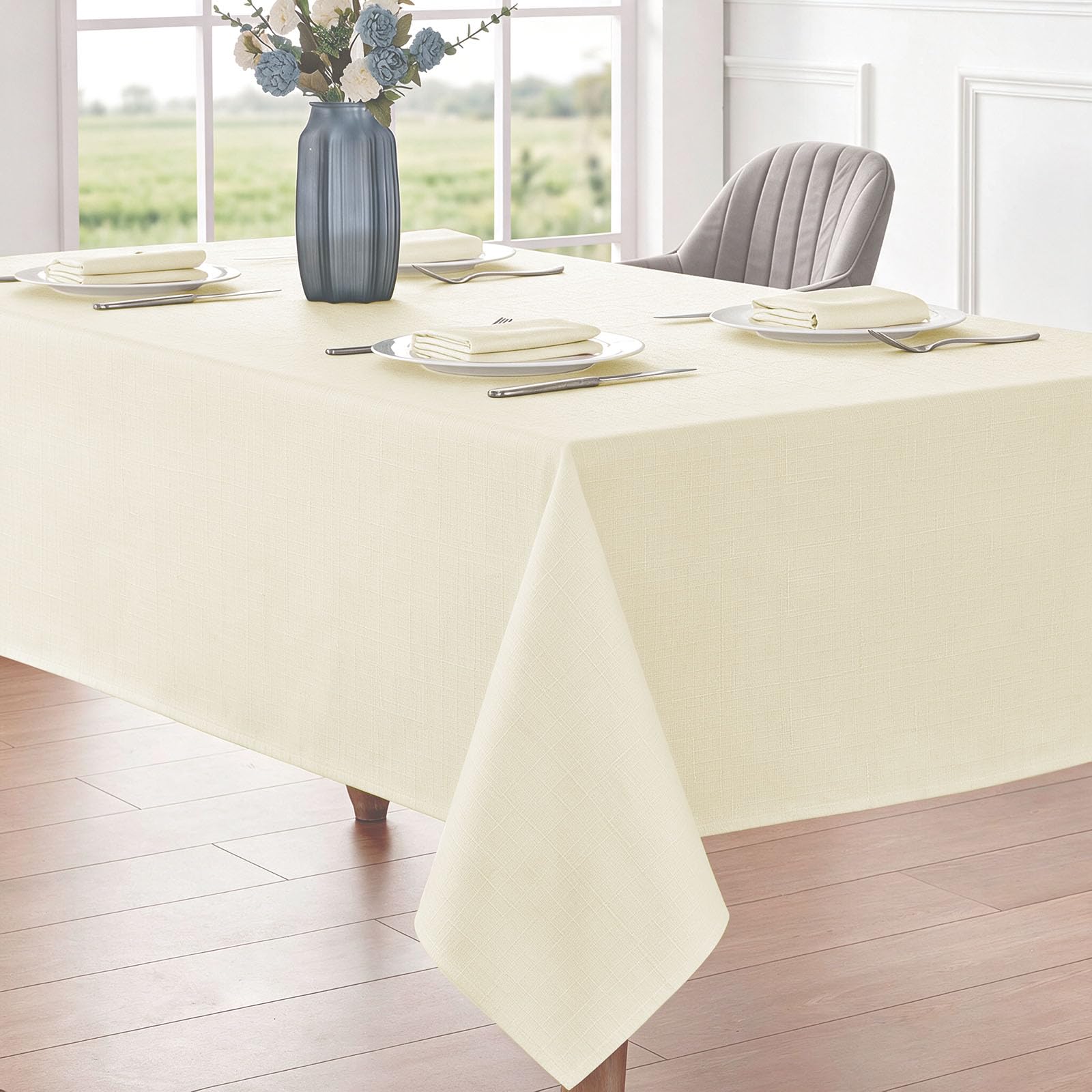 Photo 1 of Veblandy 60x84" Faux Linen Tablecloth