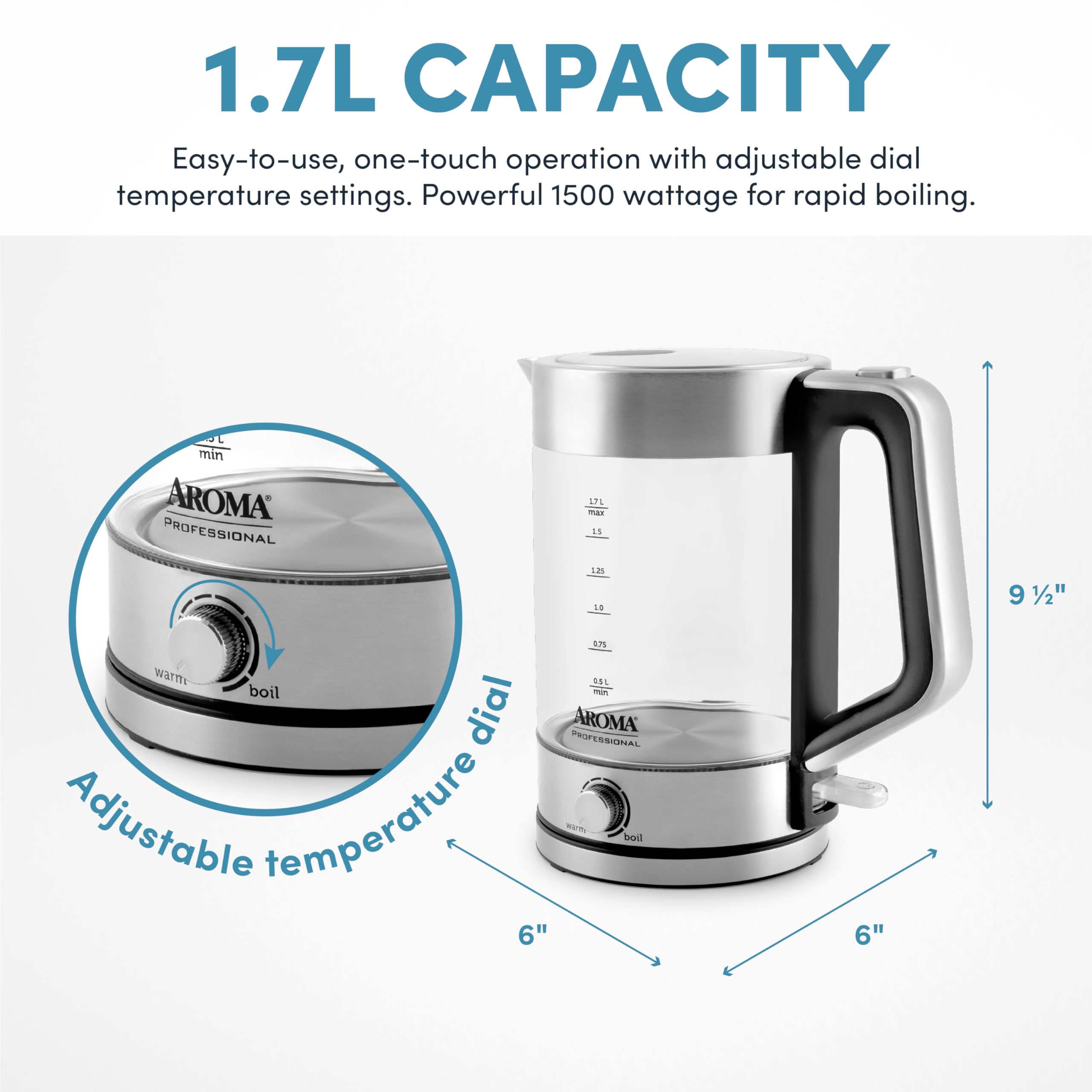 Aroma Housewares Electric Water Kettle 7l Stainless Steel Awk