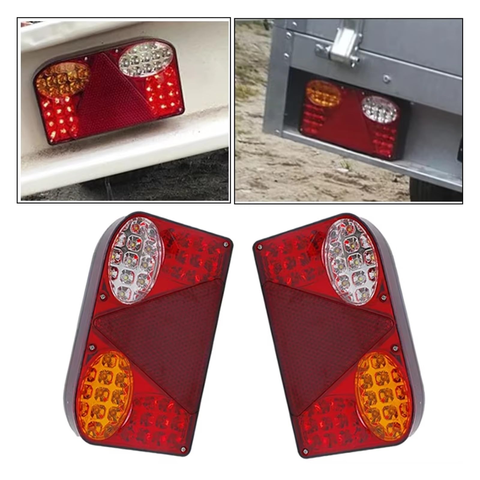 Luz de Freno Trasera para Camiones y remolques, 2 Unidades, 24 V, roja, 48 LED, Luces traseras, luz de señalización de Freno.