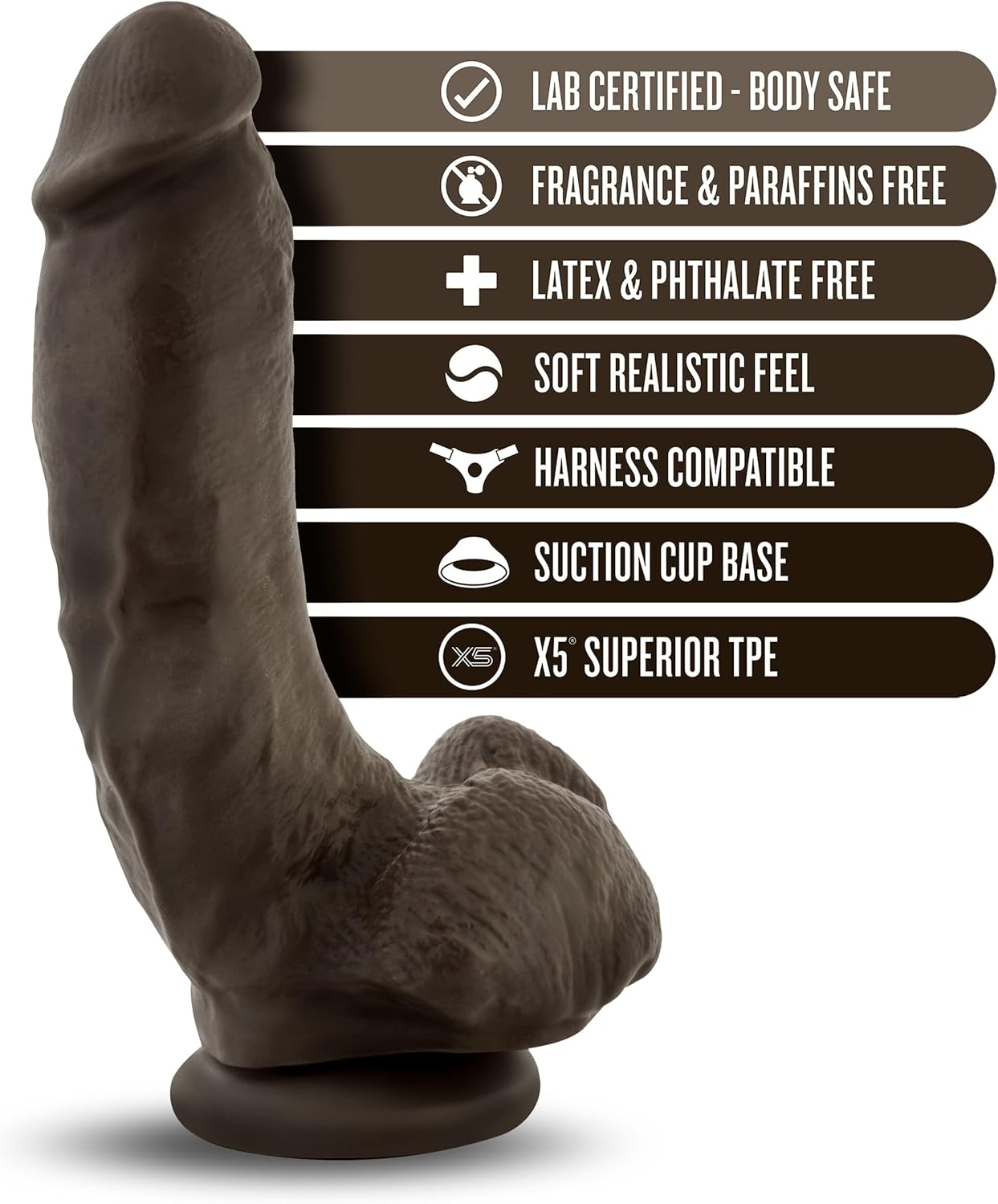 Blush Coverboy The Mechanic 9” Realistic Dildo with Balls - 2” Thick - Suction Cup Strap-On Compatible Penis for G-spot Anal Play - Skin-Like Feel Cock - Adult Sex Toy for Women Men Couples - Brown