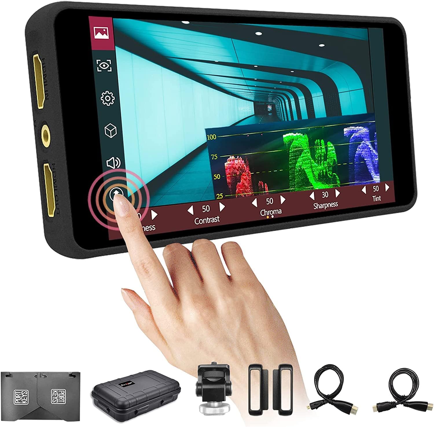 PT5 II 5" Camera Monitor Touch Screen 500 Nits Brightness, 3D LUT Support Luma/RGB Waveform 4K HDMI Output Full HD Video Assistant Monitor for DSLR and Camera