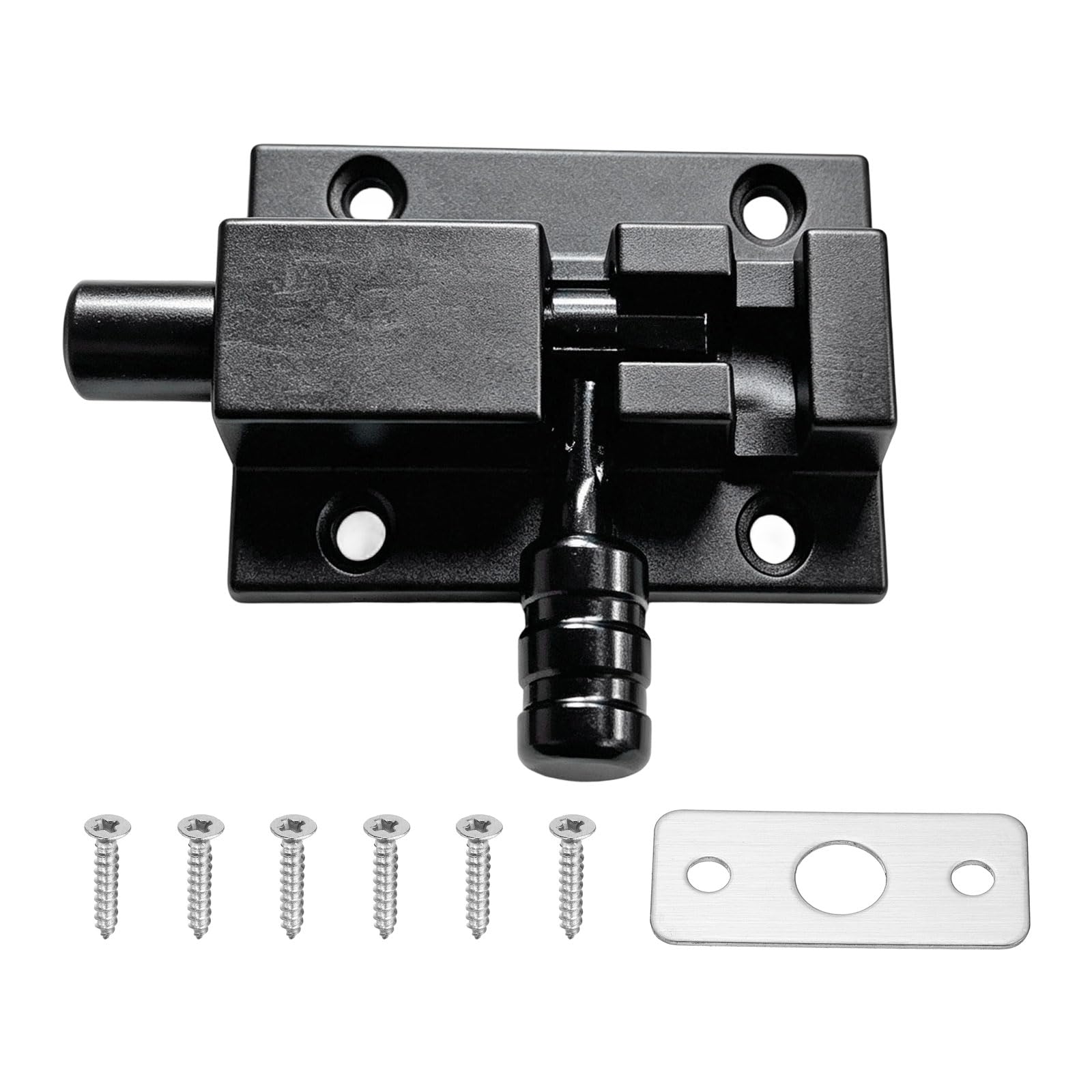 PATIKIL Door Lock Bolt 2"(Black), Door Latch Slide Bolt Lock Security Sliding Gate Latch with Screws, Suit for Fence/Window/Cabinet/Shed/Barn/Garden — image 1