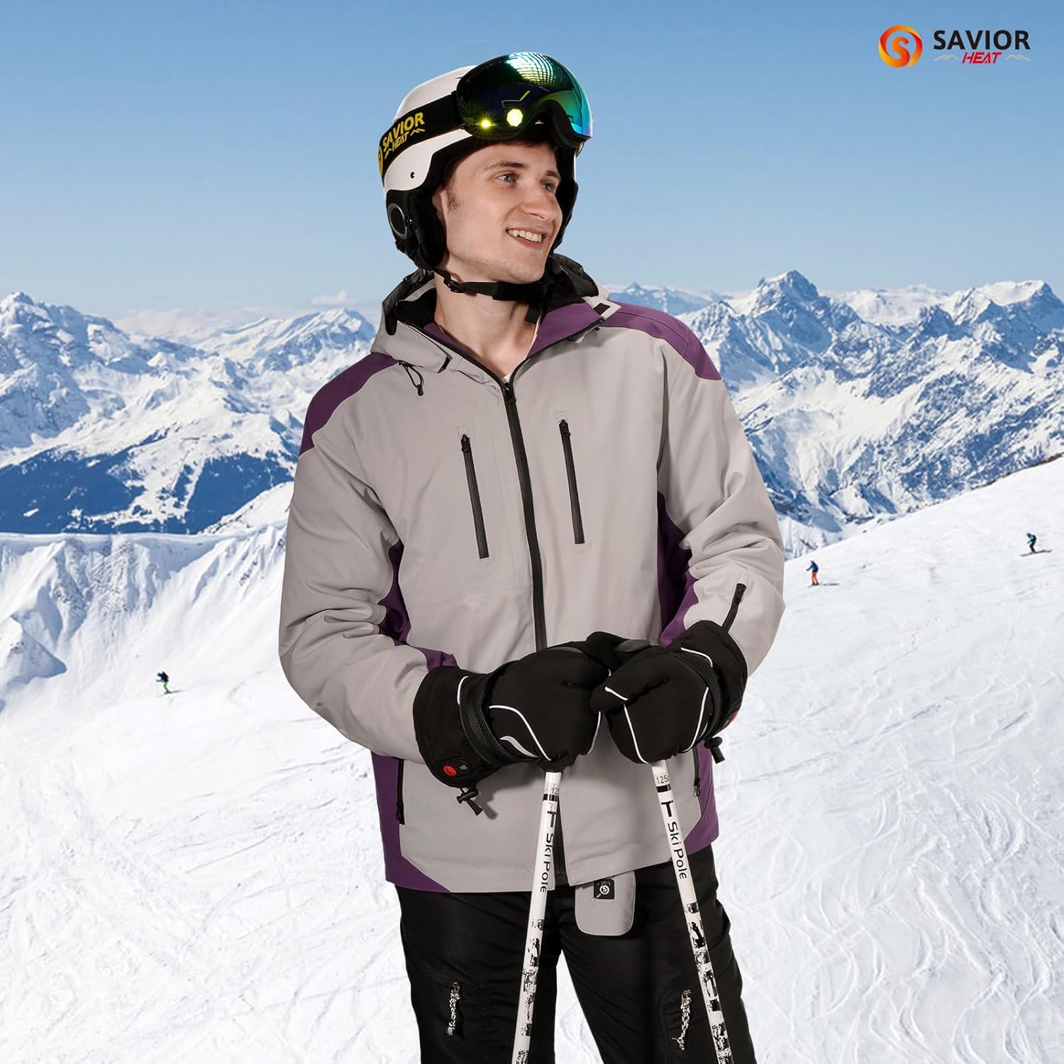 Heated Mittens Battery Gloves Men Women, SAVIOR HEAT Flexible Crab Finger Rechargeable Ski Mitten with 7.4V 2200mAh Battery for Winter Snow Skating Camping Hunting Hiking Motorcycle