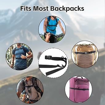2 Pairs Black Adjustable Nylon Backpack Chest Straps With Buckles