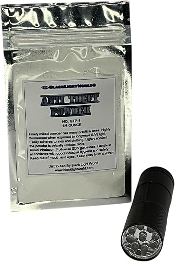 Ultraviolet UV Theft Detection Powder with 9 Led Black Light