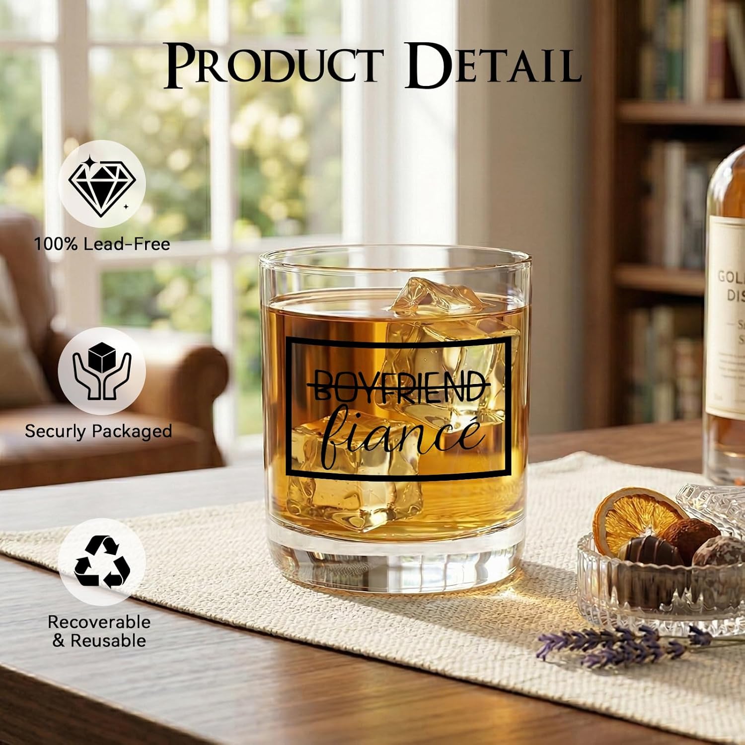 comfit Engagement Gifts for Couples - Fingers Engage Gift for Newly Engaged Couple, Engaged Gift Wine Whiskey Glass, Engagement Party Decorations with Box