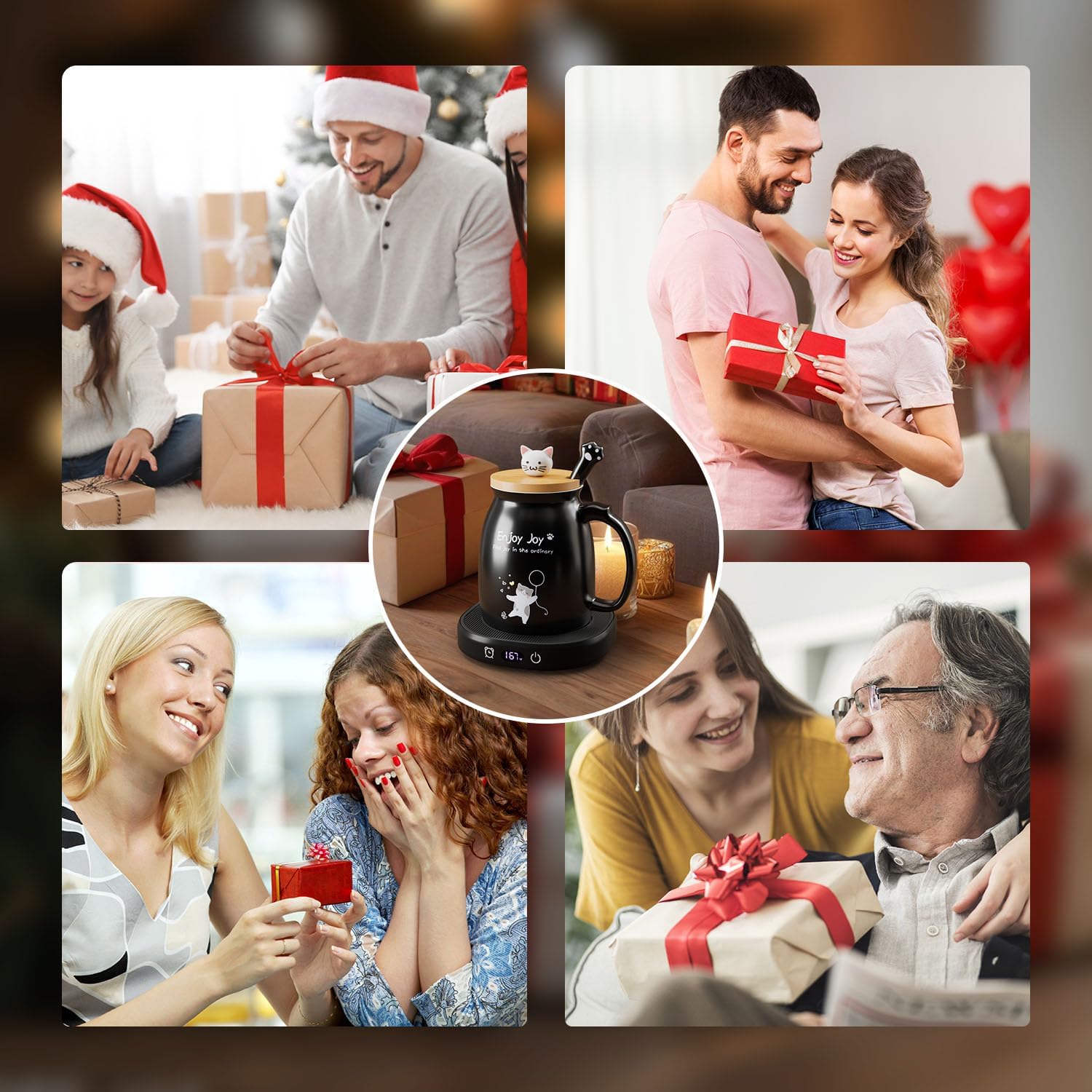 Coffee Mug Warmer with Cute Cat Mug Set, 8 Hour Auto Shut Off Cup Warmer for Desk Office Home, Candle Beverage Electric Coffee Warmer with 4 Temperature Setting, Christmas Birthday Ideas for Women Men - Image 7