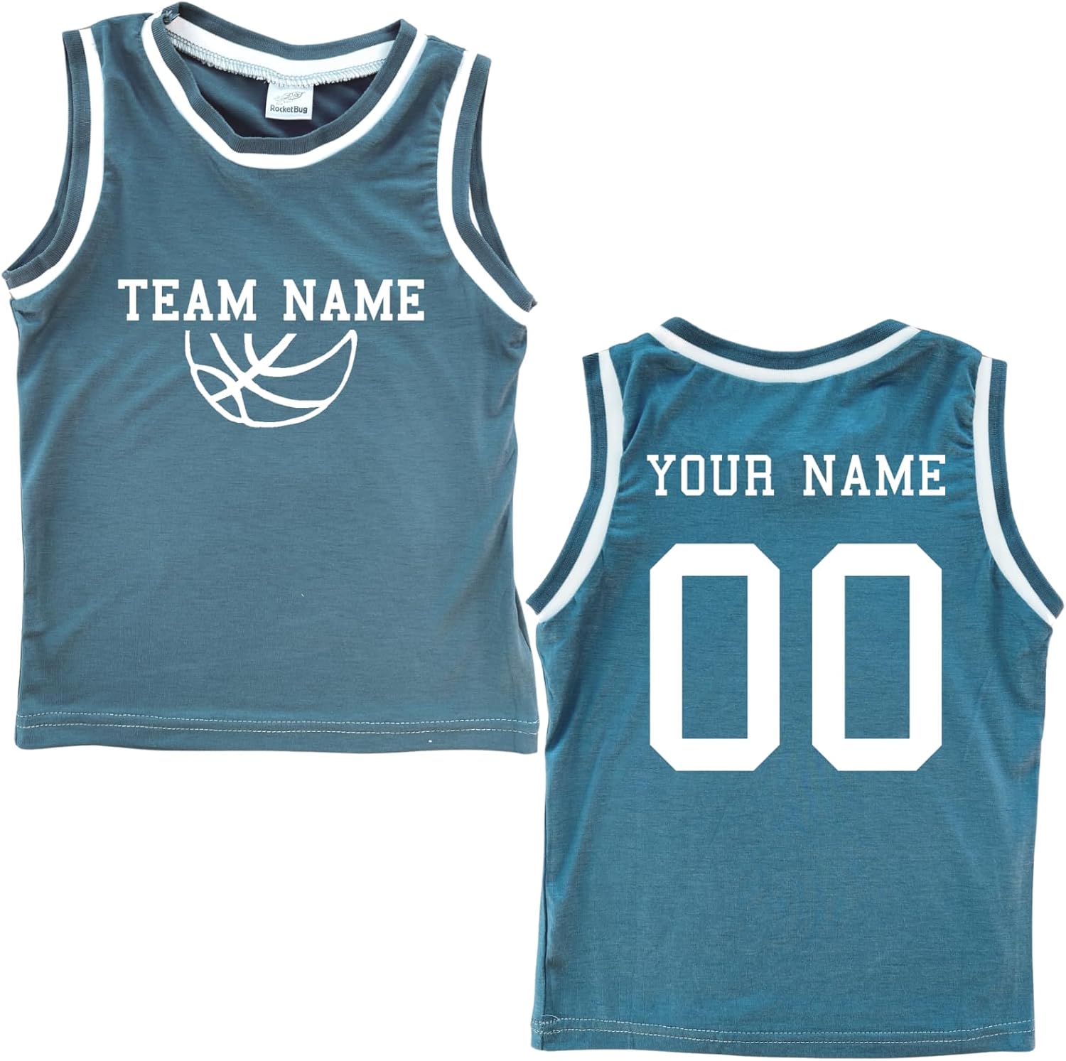 Custom Sleeveless Basketball Team Sport Jersey for Toddlers-Personalized with Name & Number-Front and Back