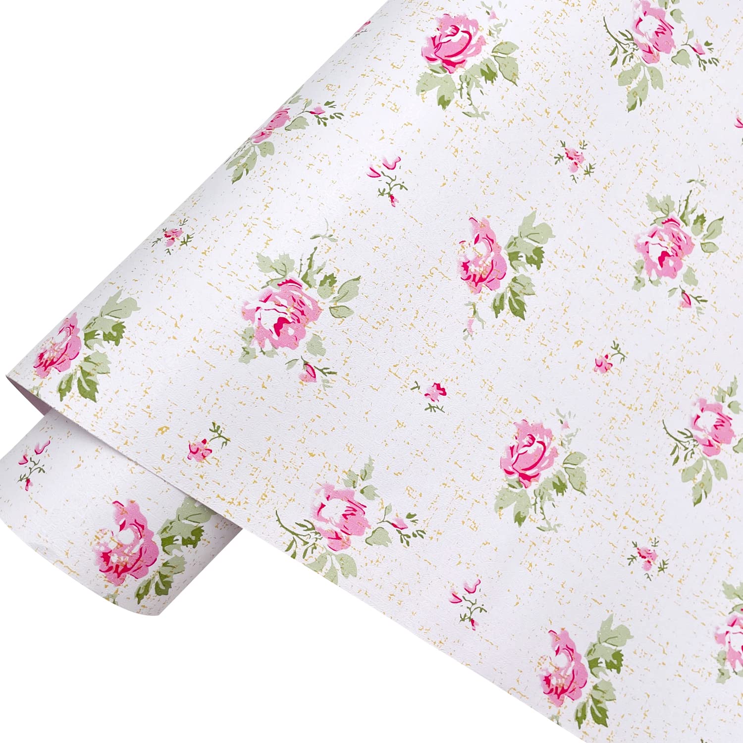 Yifasy 29.7 feet Big Roll Pink Rose Shelf Drawer Decor Vinyl Paper Floral Furniture Liner for Rental Friendly Wall Upgrades Removable Wallpaper (L-