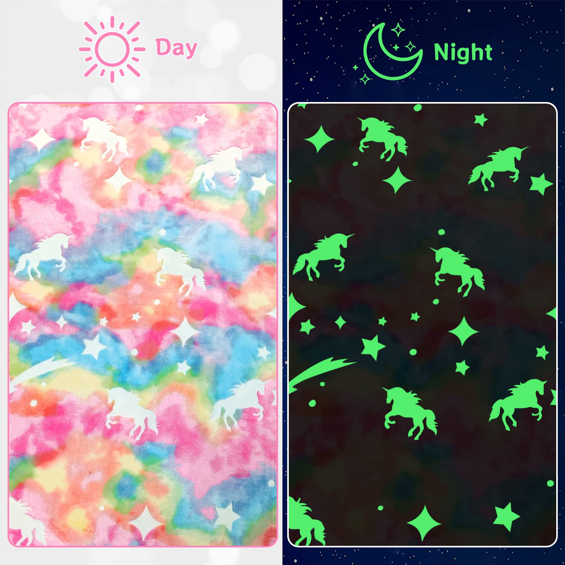 Coperta Unicorno Che Si Illumina Al Buio, Per Bambine E Ragazze, In Flanella Morbida 100% Poliestere, Regalo Magico