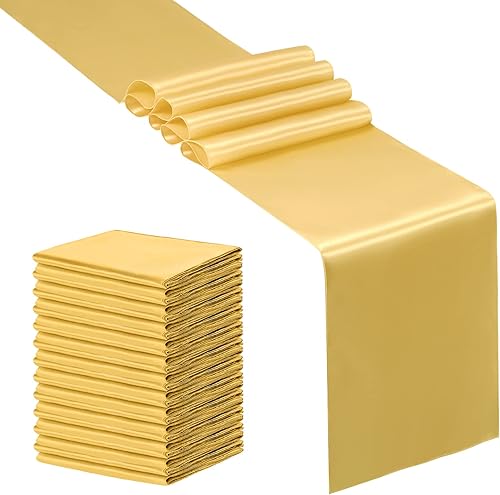 Miniatura 16 de SiinvdaBZX - Juego de 4 caminos de mesa de satén azul real de 12 x 108 pulgadas de largo, camino de mesa de satén brillante y suave para decoración