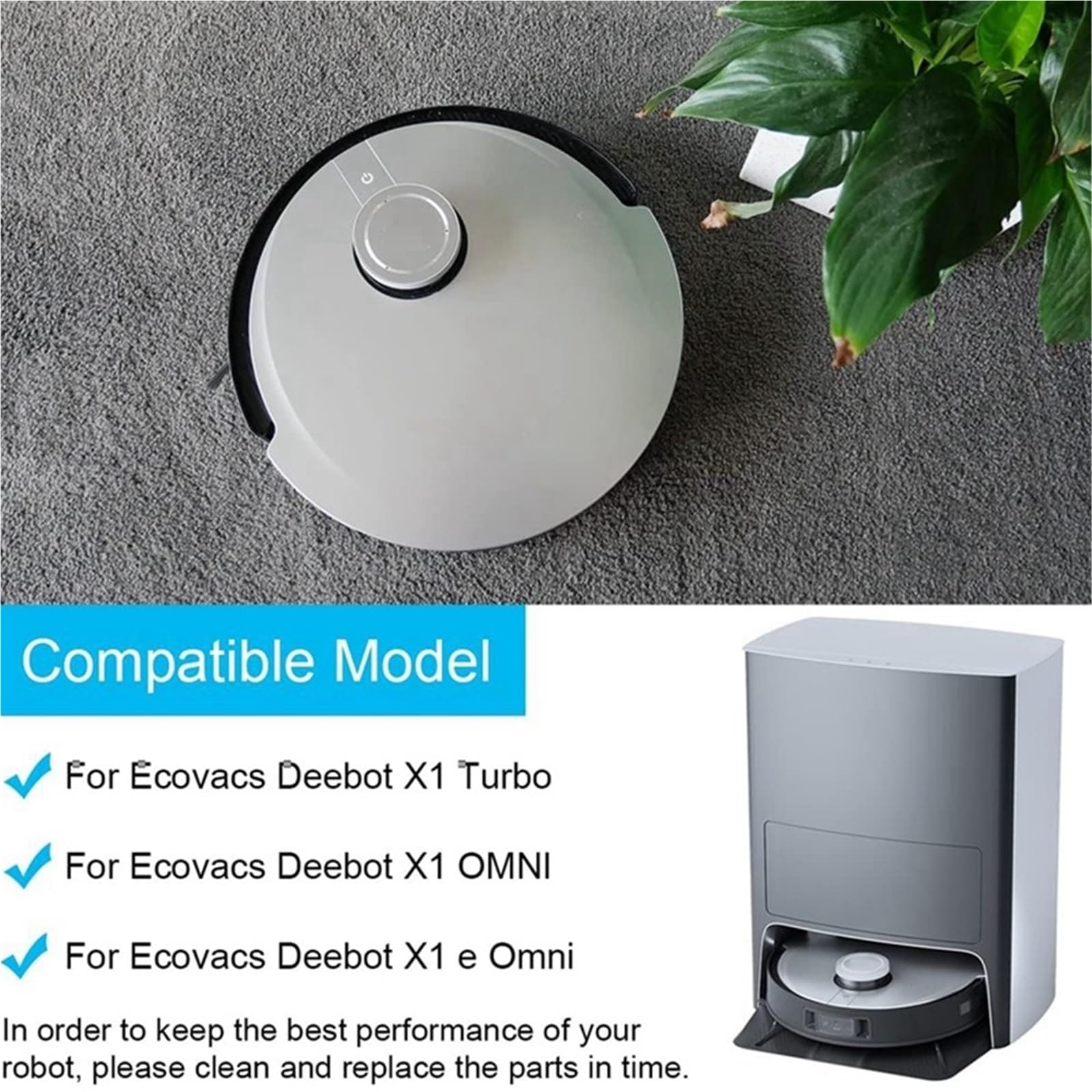 Filtr szczotki bocznej, pasujący do robota odkurzającego ECOVACS, Deebot X1 Turbo OMNI, główna ściereczka mopa, części zamienne worka na kurz Głowica szczoteczki robota próżniowego
