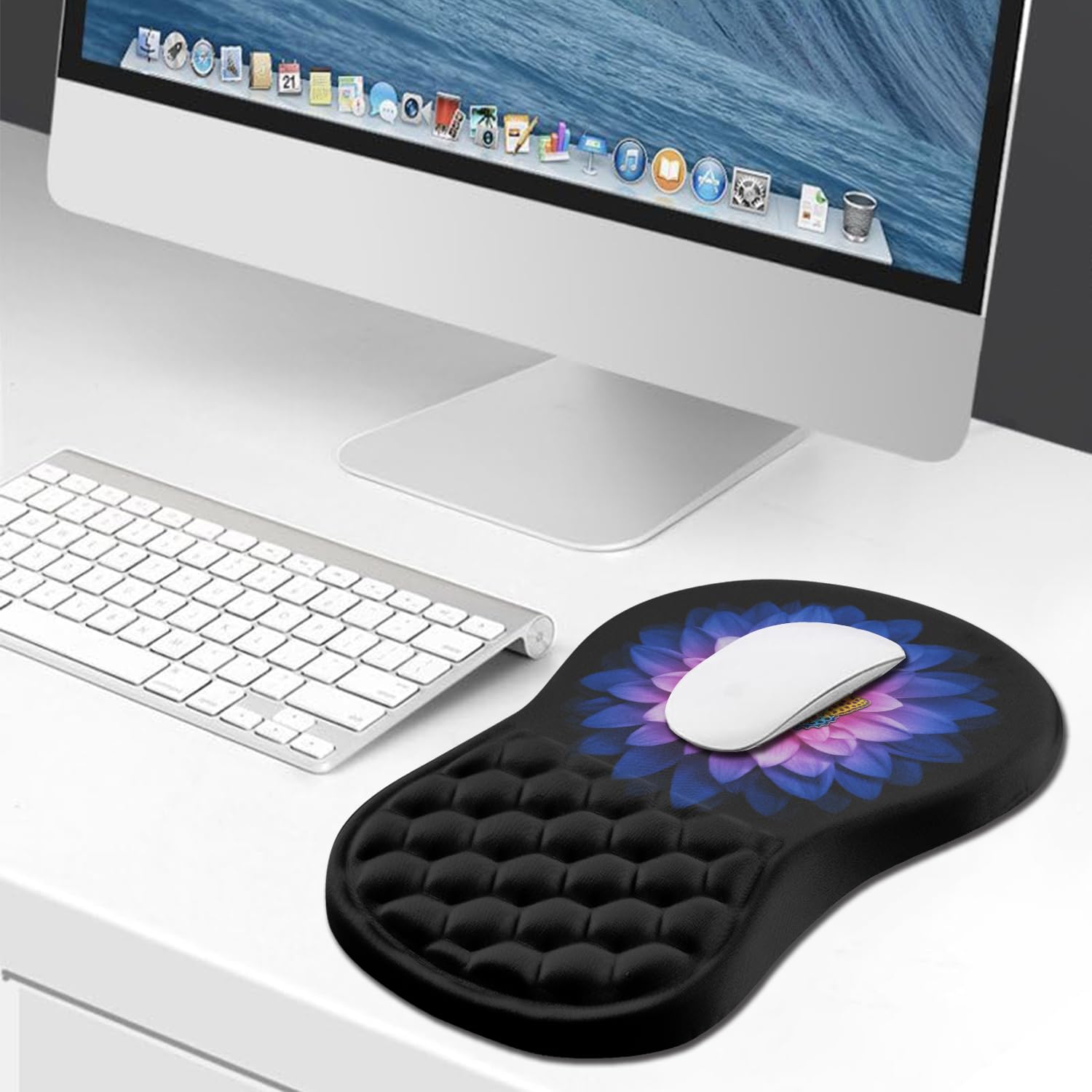 Tappetino Mouse Ergonomico Con Supporto In Memory Foam Per Tunnel Carpale - 30,5x20,3cm, Con Rigonfiamenti Massaggianti, Antiscivolo - 2