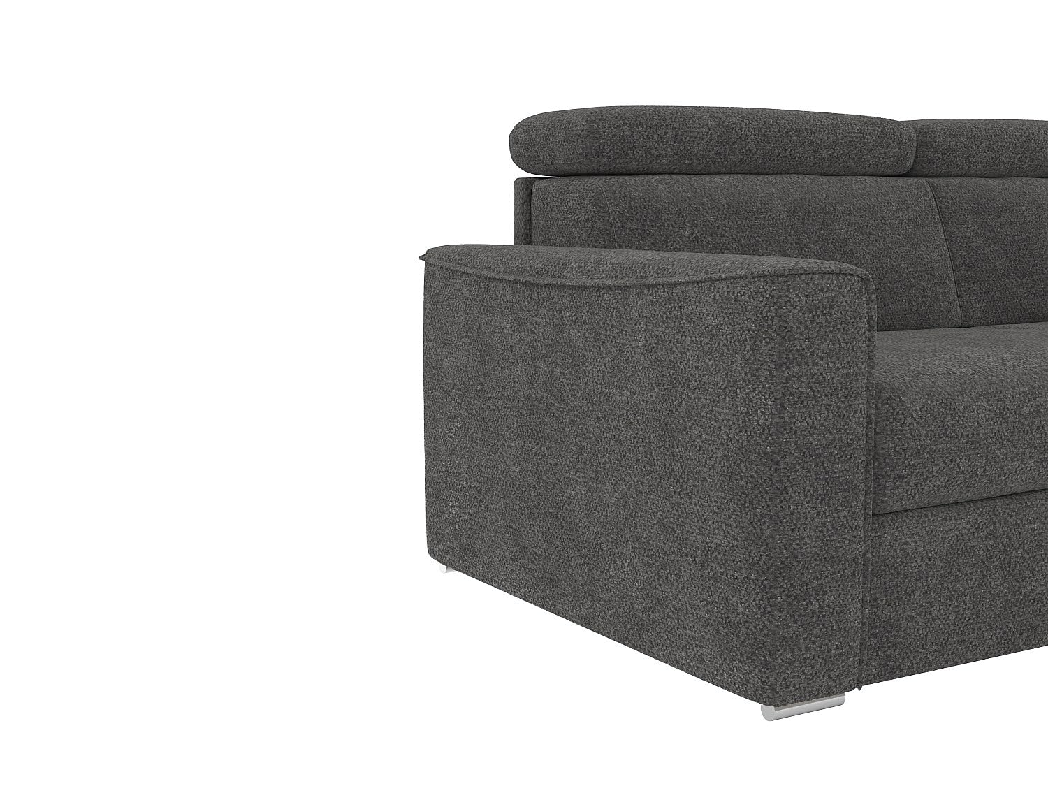Vente-unique-Sof· esquinero Reversible Convertible Express en Tela Chenille Gris Antracita - Cama 160 cm - ColchÛn de 18 cm Vizir
