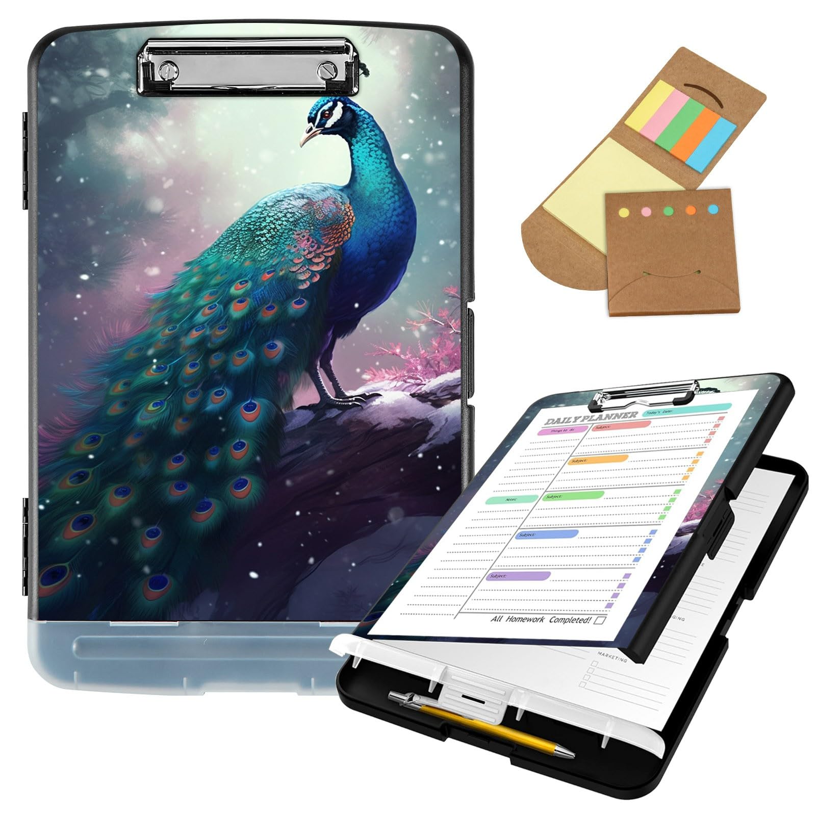 Clipboard with Storage,8.5x11 High Capacity Nursing Clipboards with Pen Holder and Low Profile Clip,A4 Plastic Storage Clipboard for Nurses,Teachers,