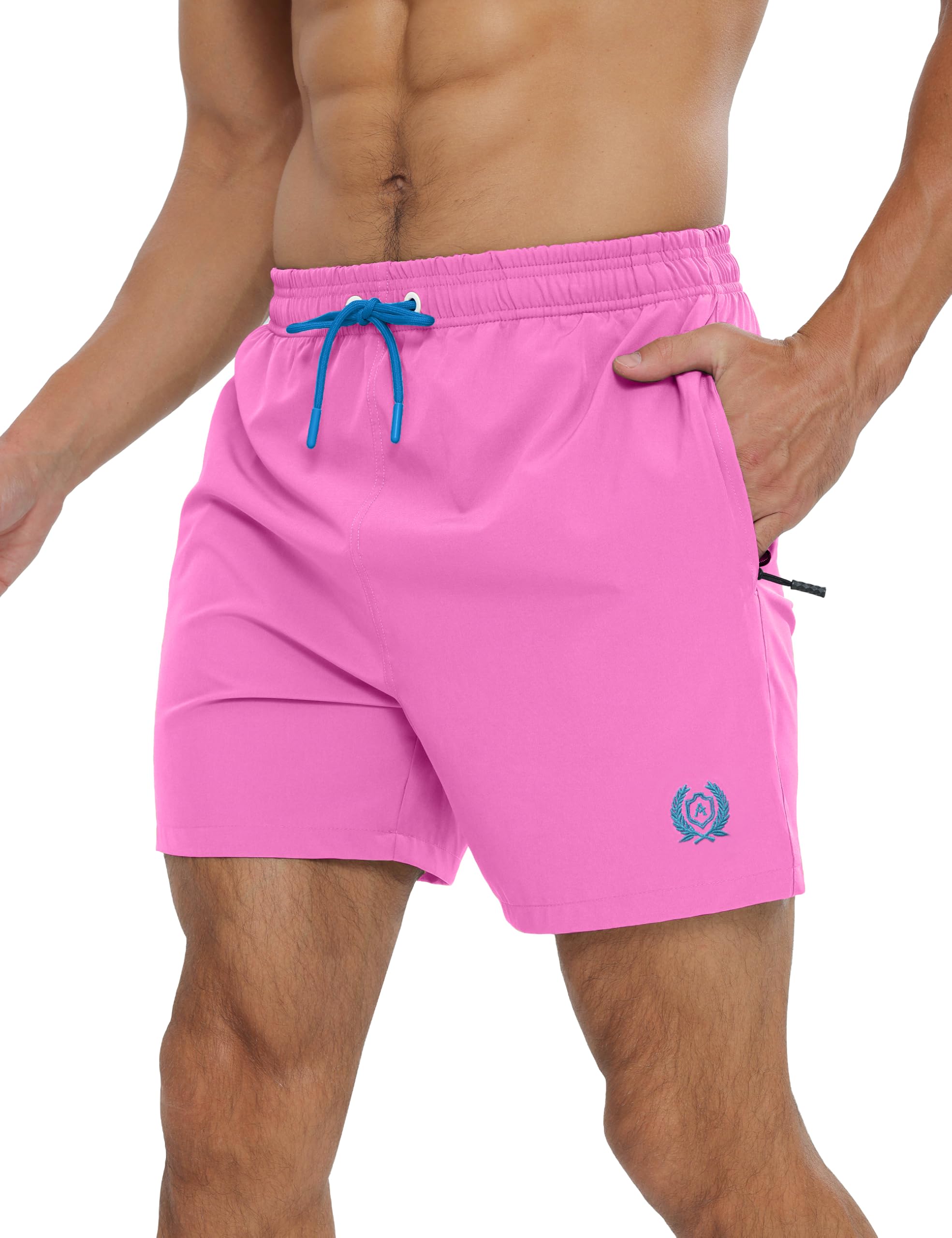 APTRO Herren Badehosen Badeshorts mit Mesh-Futter Schnelltrocknend Boardshorts Reißverschlusstaschen Einfarbig Sport Shorts ZIP025